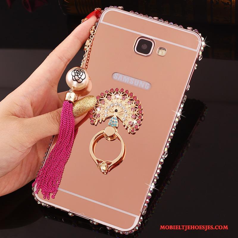 Samsung Galaxy A7 2016 Hoesje Telefoon Met Strass Rose Goud Achterklep Bescherming Metaal Ster