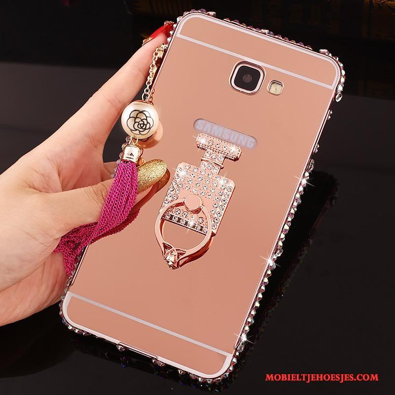 Samsung Galaxy A7 2016 Hoesje Telefoon Met Strass Rose Goud Achterklep Bescherming Metaal Ster