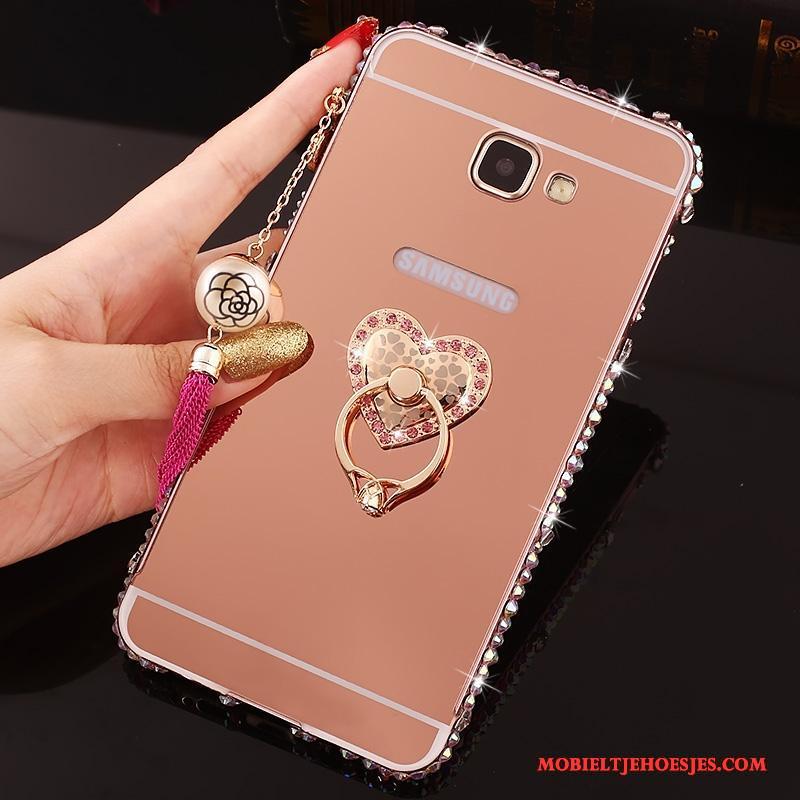 Samsung Galaxy A7 2016 Hoesje Telefoon Met Strass Rose Goud Achterklep Bescherming Metaal Ster