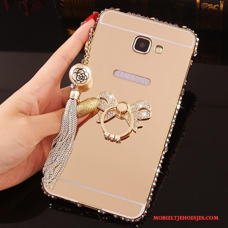 Samsung Galaxy A7 2016 Hoesje Telefoon Met Strass Rose Goud Achterklep Bescherming Metaal Ster