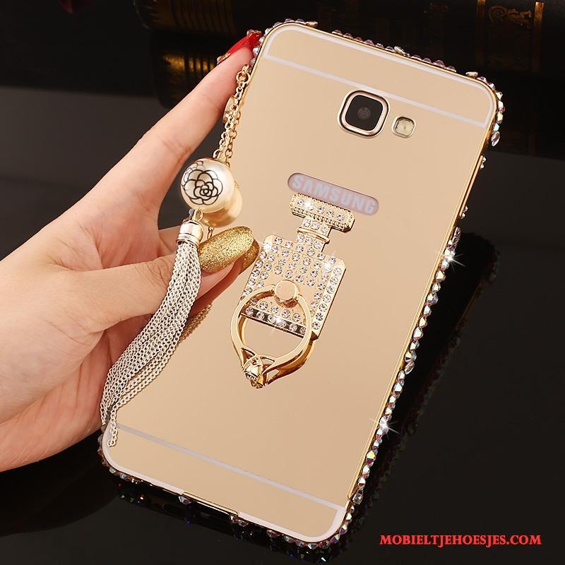 Samsung Galaxy A7 2016 Hoesje Telefoon Met Strass Rose Goud Achterklep Bescherming Metaal Ster