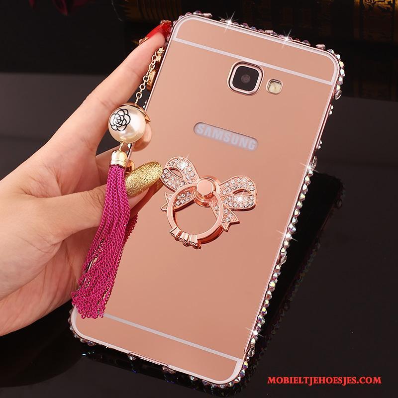 Samsung Galaxy A7 2016 Hoesje Telefoon Met Strass Rose Goud Achterklep Bescherming Metaal Ster