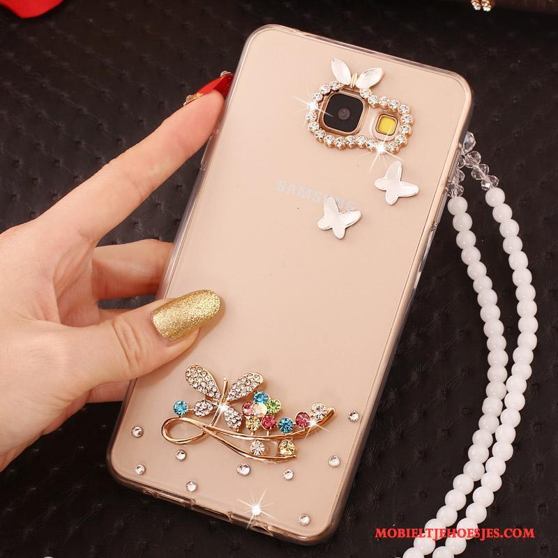 Samsung Galaxy A7 2016 Siliconen Hoesje Telefoon Kleur Met Strass Ster Parel