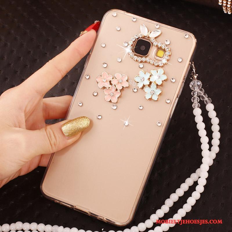 Samsung Galaxy A7 2016 Siliconen Hoesje Telefoon Kleur Met Strass Ster Parel