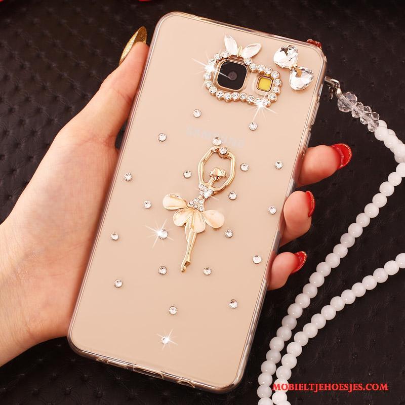 Samsung Galaxy A7 2016 Siliconen Hoesje Telefoon Kleur Met Strass Ster Parel