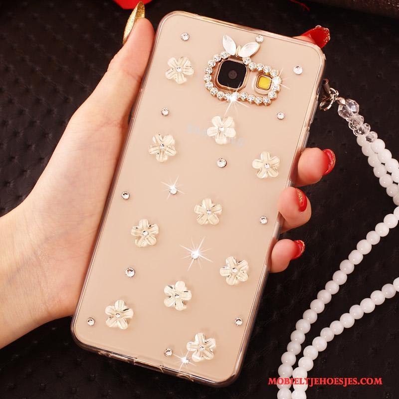 Samsung Galaxy A7 2016 Siliconen Hoesje Telefoon Kleur Met Strass Ster Parel