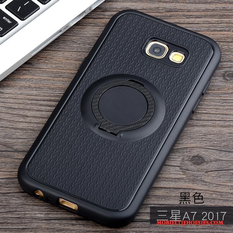 Samsung Galaxy A7 2017 Hoesje Telefoon Magnetisch Bescherming Siliconen Ring All Inclusive Zwart