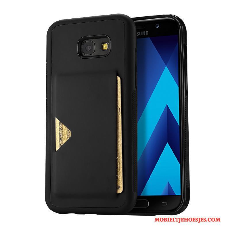 Samsung Galaxy A7 2017 Hoesje Zacht Leer Hoes Wit Bescherming Anti-fall Ster