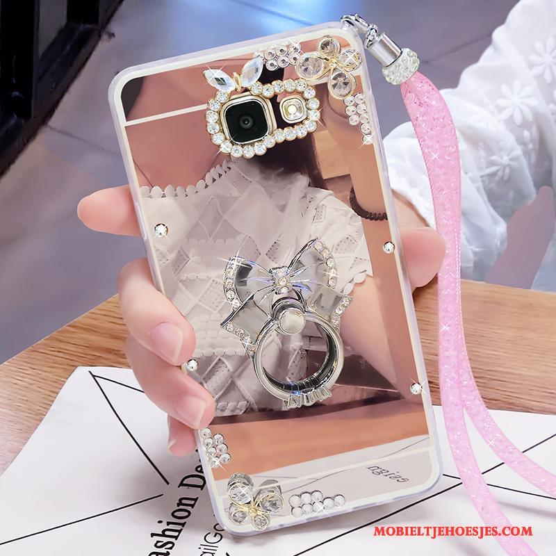 Samsung Galaxy A7 2017 Met Strass Ster Goud Bescherming Ondersteuning Hoesje Telefoon Hanger