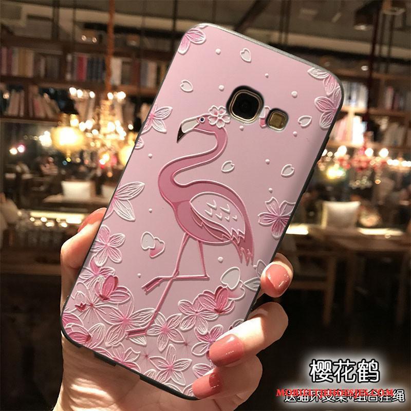 Samsung Galaxy A7 2017 Roze Siliconen Ster Hoes Trend Hoesje Telefoon Hanger