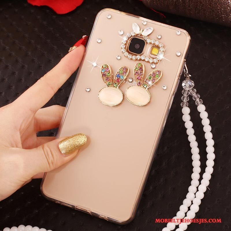 Samsung Galaxy A7 2017 Ster Hanger Zacht Bescherming Hoesje Telefoon Goud Met Strass