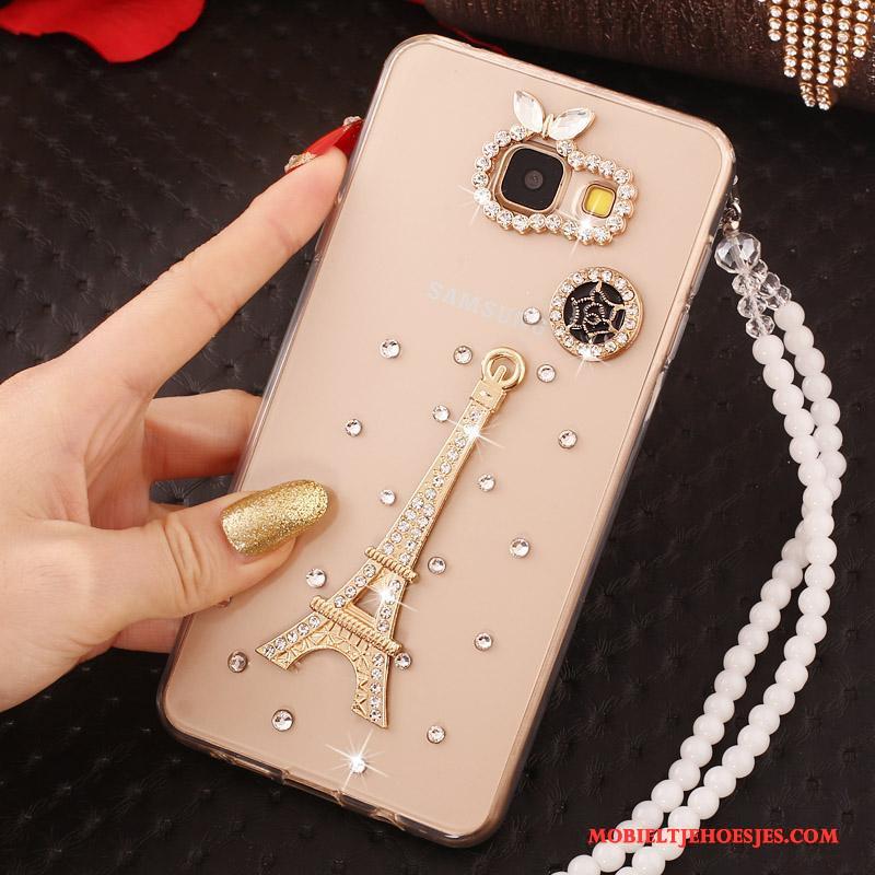 Samsung Galaxy A7 2017 Ster Hanger Zacht Bescherming Hoesje Telefoon Goud Met Strass