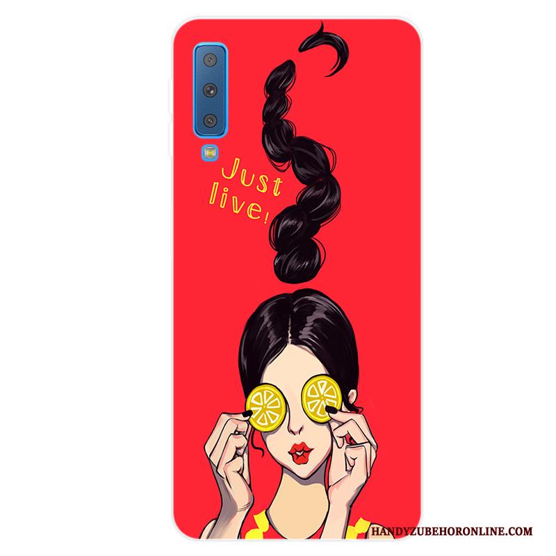 Samsung Galaxy A7 2018 Hoesje Telefoon Kunst Bescherming Zacht Vers Ster Roze