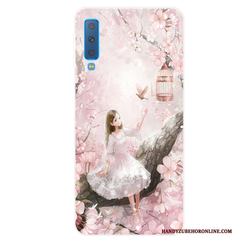 Samsung Galaxy A7 2018 Hoesje Telefoon Kunst Bescherming Zacht Vers Ster Roze