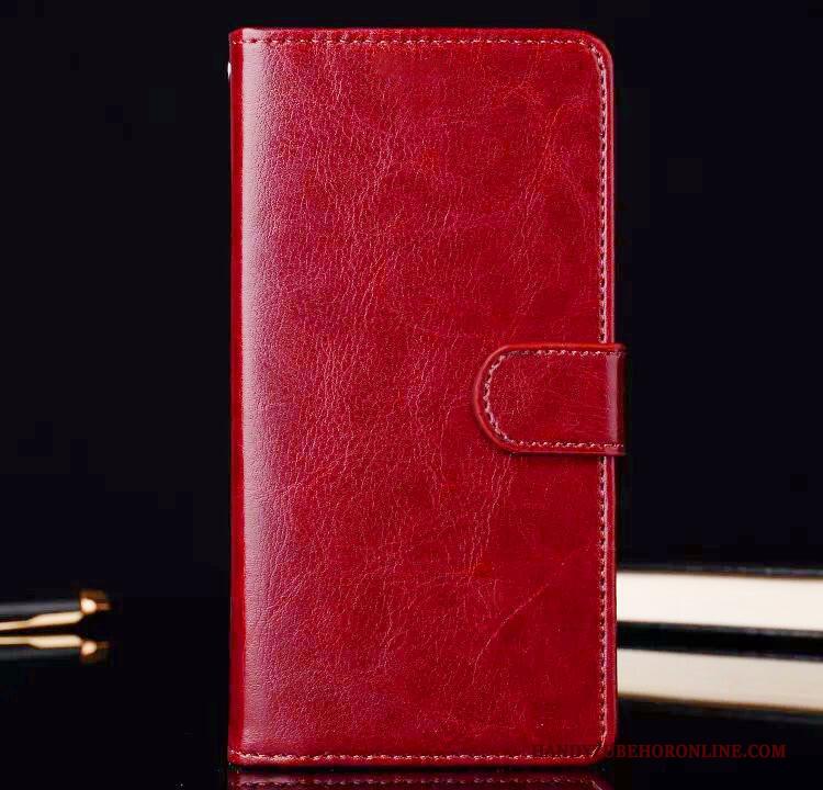 Samsung Galaxy A7 2018 Leren Etui Portemonnee Folio Hoesje Telefoon Ster Bescherming Rood