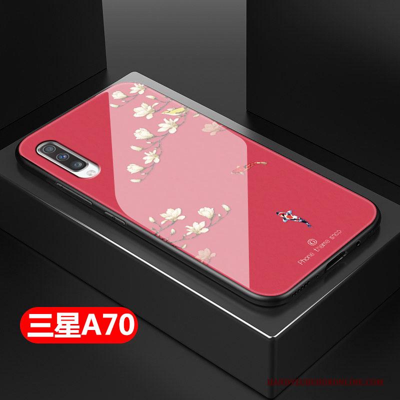 Samsung Galaxy A70 Anti-fall Hoesje Telefoon Hard Chinese Stijl Glas Zacht Siliconen