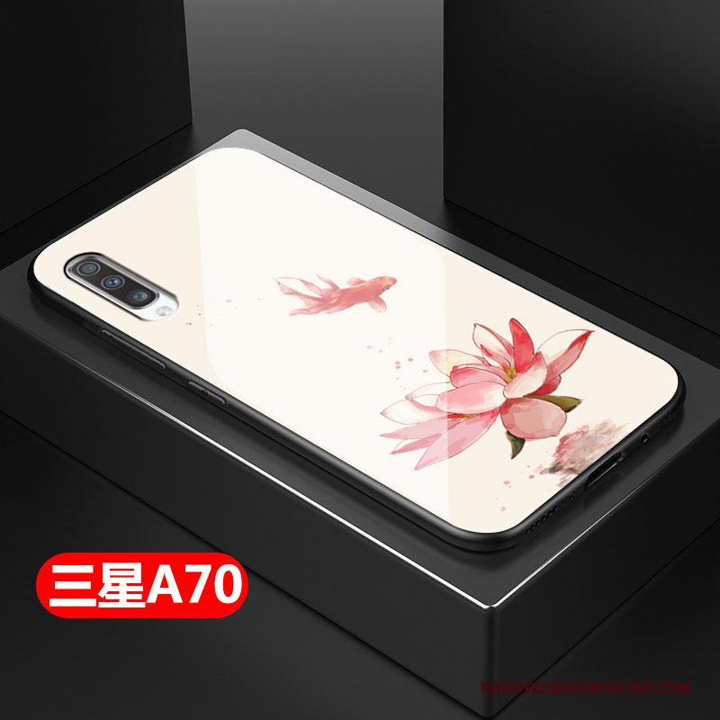 Samsung Galaxy A70 Anti-fall Hoesje Telefoon Hard Chinese Stijl Glas Zacht Siliconen