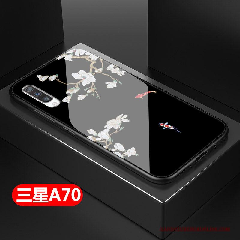 Samsung Galaxy A70 Anti-fall Hoesje Telefoon Hard Chinese Stijl Glas Zacht Siliconen