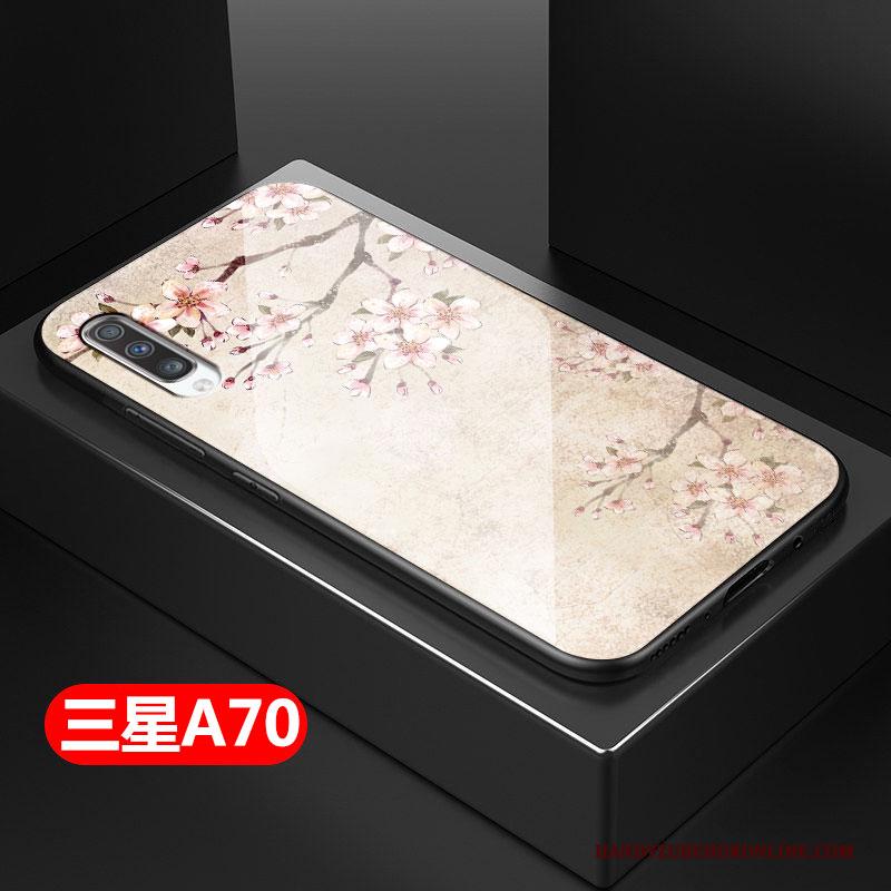 Samsung Galaxy A70 Anti-fall Hoesje Telefoon Hard Chinese Stijl Glas Zacht Siliconen
