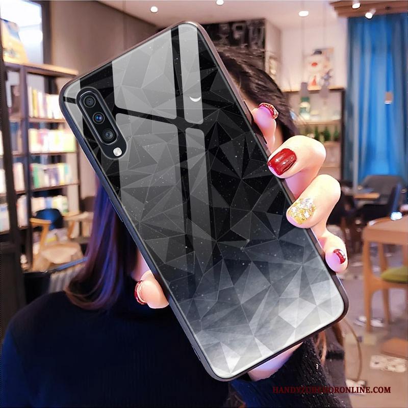 Samsung Galaxy A70 Anti-fall Patroon Ster Zacht Hoesje Telefoon Purper Ruit