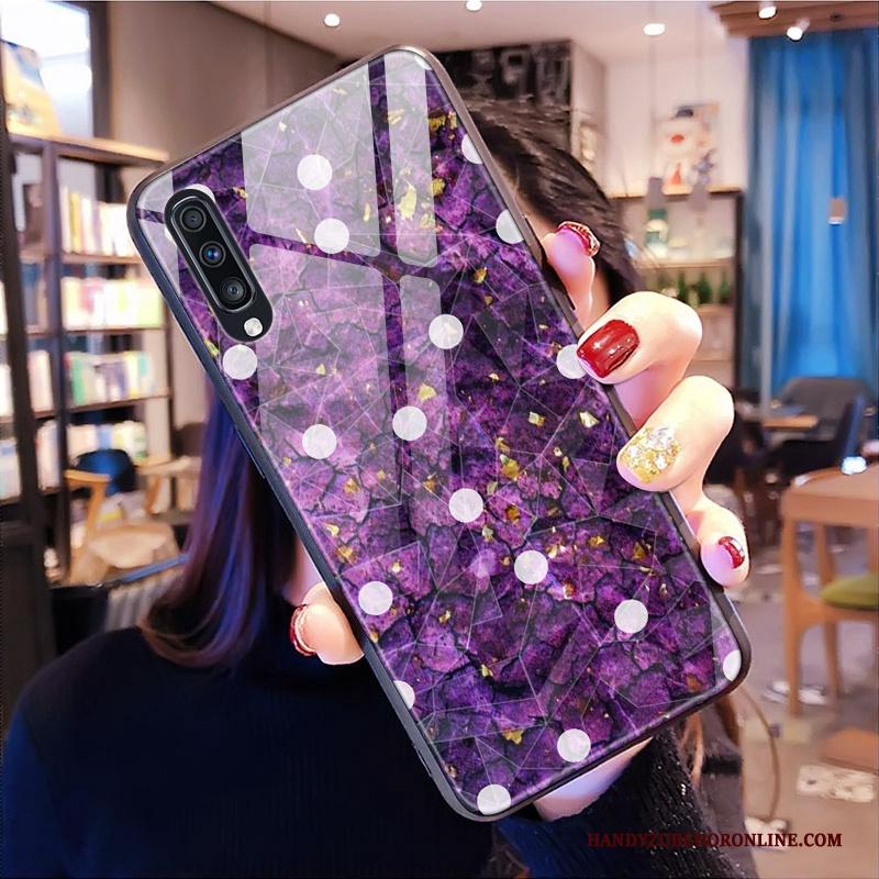 Samsung Galaxy A70 Anti-fall Patroon Ster Zacht Hoesje Telefoon Purper Ruit