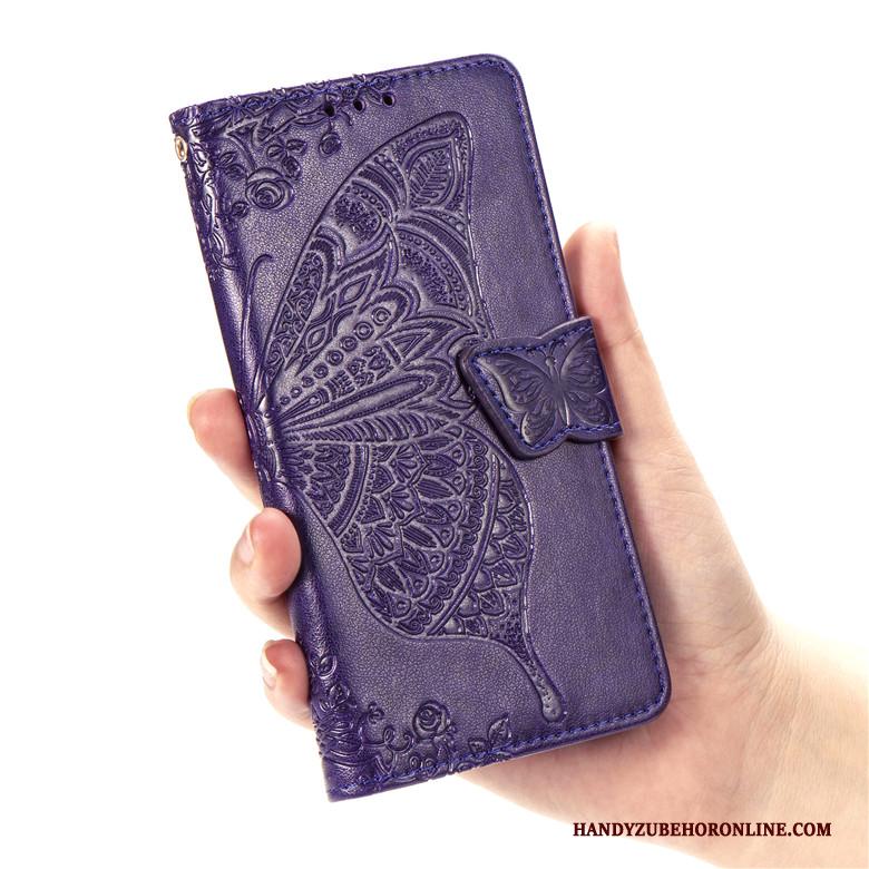 Samsung Galaxy A70 Folio Zacht Purper Hoesje Telefoon Bloemen Ster Leren Etui