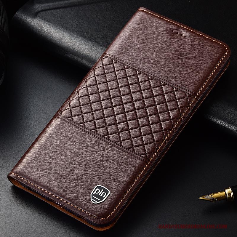 Samsung Galaxy A70 Hoesje Clamshell Folio Leren Etui Mobiele Telefoon Echt Leer Anti-fall Geruite