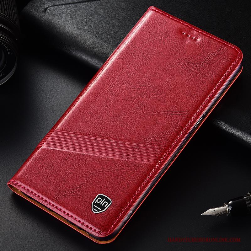 Samsung Galaxy A70 Hoesje Clamshell Gemeenschappelijk Ster Bescherming Leren Etui Rood Patroon