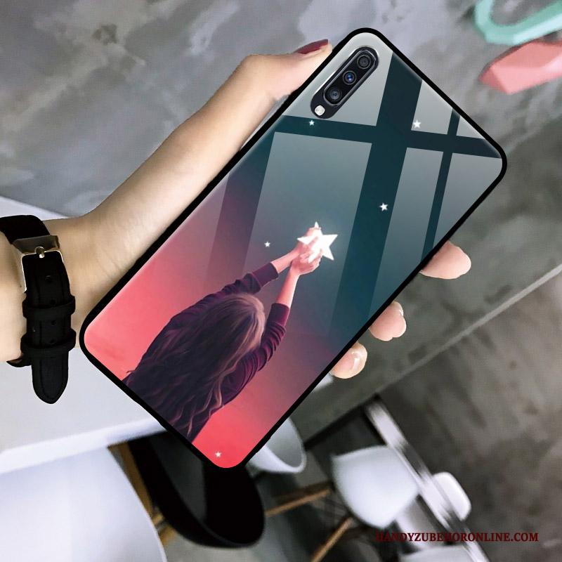 Samsung Galaxy A70 Hoesje Geel Net Red Ster Bescherming Eenvoudige Glas Hoes