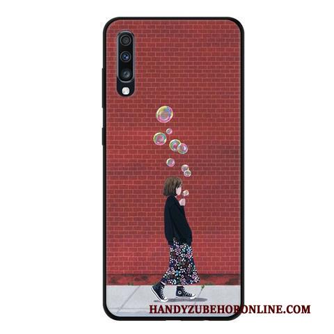 Samsung Galaxy A70 Hoesje Kant Zwart Mobiele Telefoon Schrobben Anti-fall Hoes Bescherming