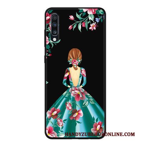 Samsung Galaxy A70 Hoesje Kant Zwart Mobiele Telefoon Schrobben Anti-fall Hoes Bescherming