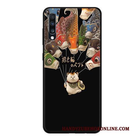 Samsung Galaxy A70 Hoesje Kant Zwart Mobiele Telefoon Schrobben Anti-fall Hoes Bescherming