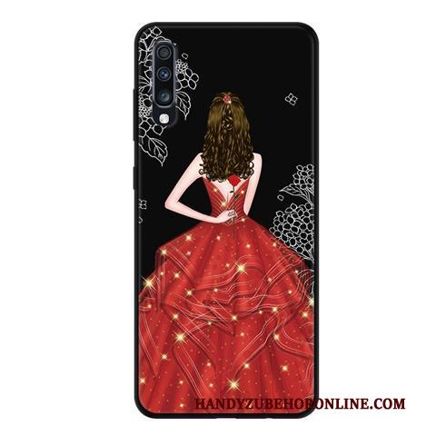 Samsung Galaxy A70 Hoesje Kant Zwart Mobiele Telefoon Schrobben Anti-fall Hoes Bescherming