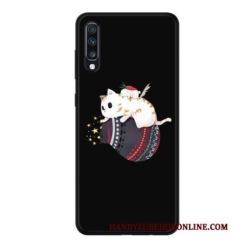 Samsung Galaxy A70 Hoesje Kant Zwart Mobiele Telefoon Schrobben Anti-fall Hoes Bescherming