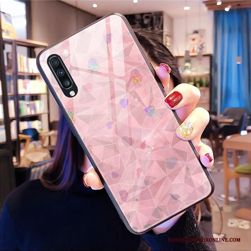 Samsung Galaxy A70 Hoesje Scheppend Ruit Purper Ster Zacht Hoes Siliconen