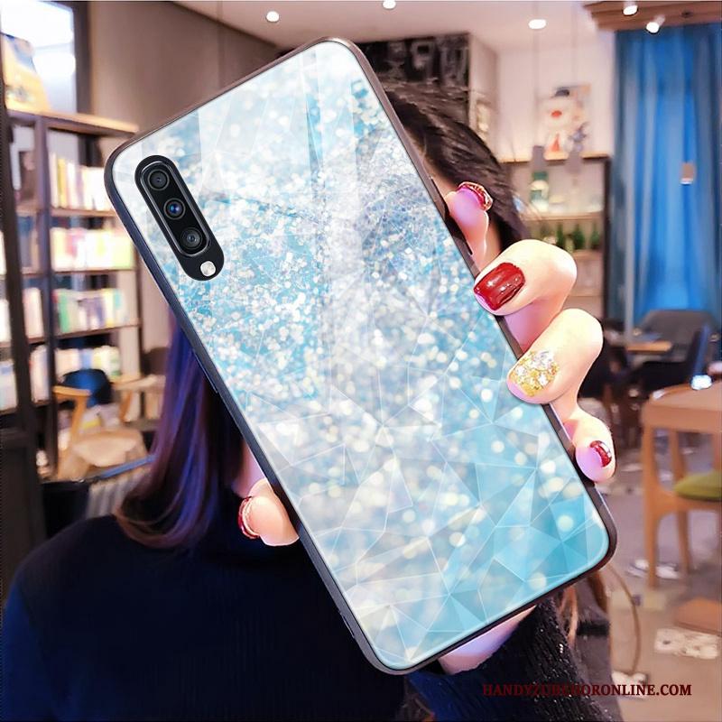 Samsung Galaxy A70 Hoesje Scheppend Ruit Purper Ster Zacht Hoes Siliconen