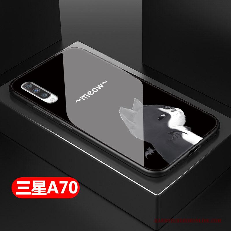 Samsung Galaxy A70 Hoesje Telefoon Zwart Ster Lovers Trendy Merk Glas Anti-fall