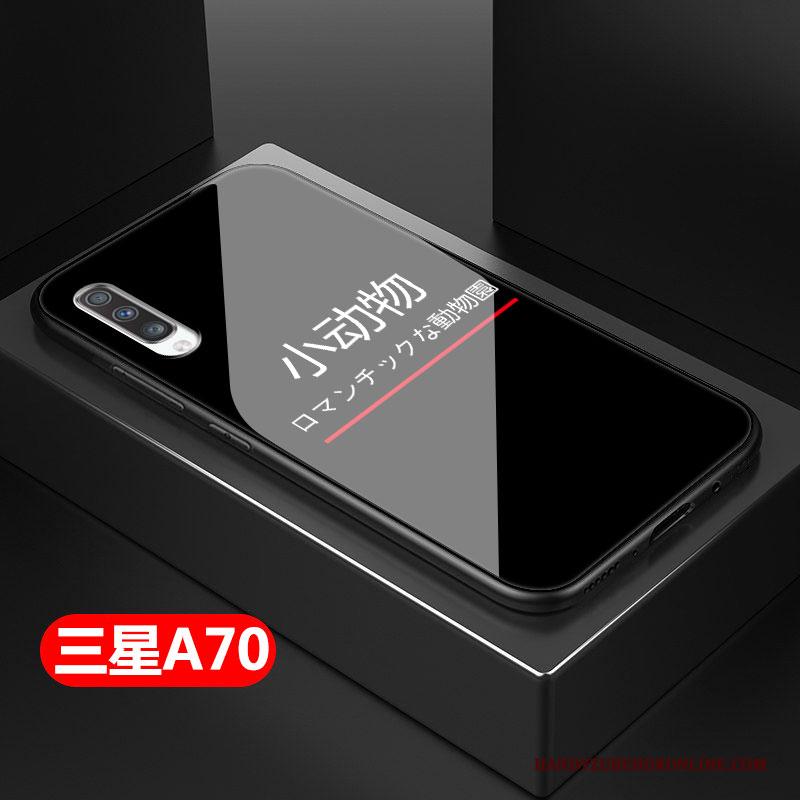 Samsung Galaxy A70 Hoesje Telefoon Zwart Ster Lovers Trendy Merk Glas Anti-fall