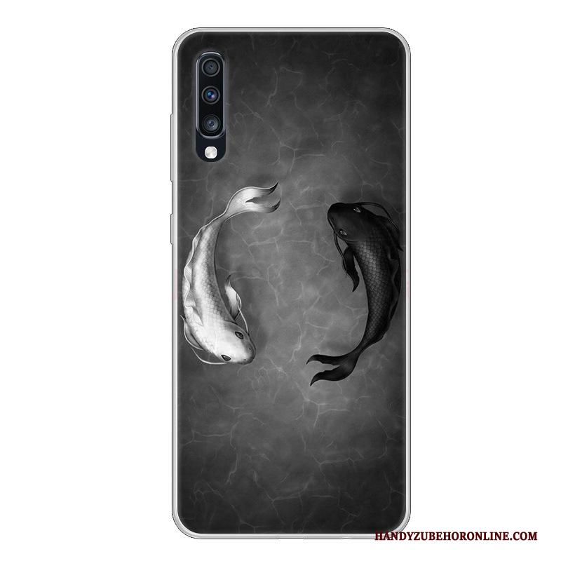 Samsung Galaxy A70 Hoesje Zwart Bescherming Hoes Ster Spotprent Zacht Siliconen