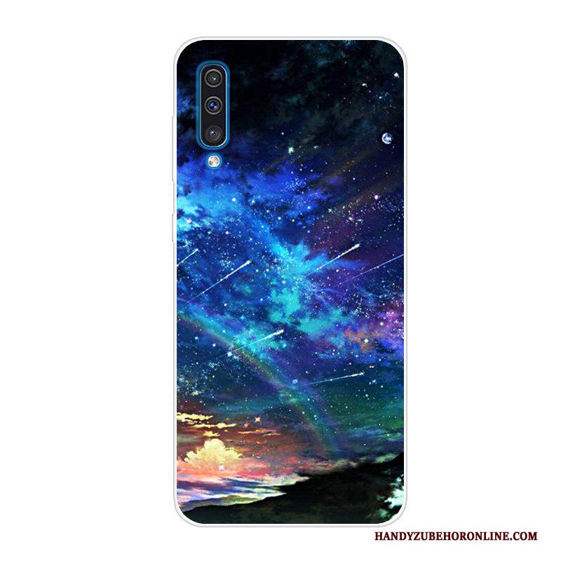 Samsung Galaxy A70 Spotprent Siliconen Hoesje Telefoon Zacht All Inclusive Blauw Trend