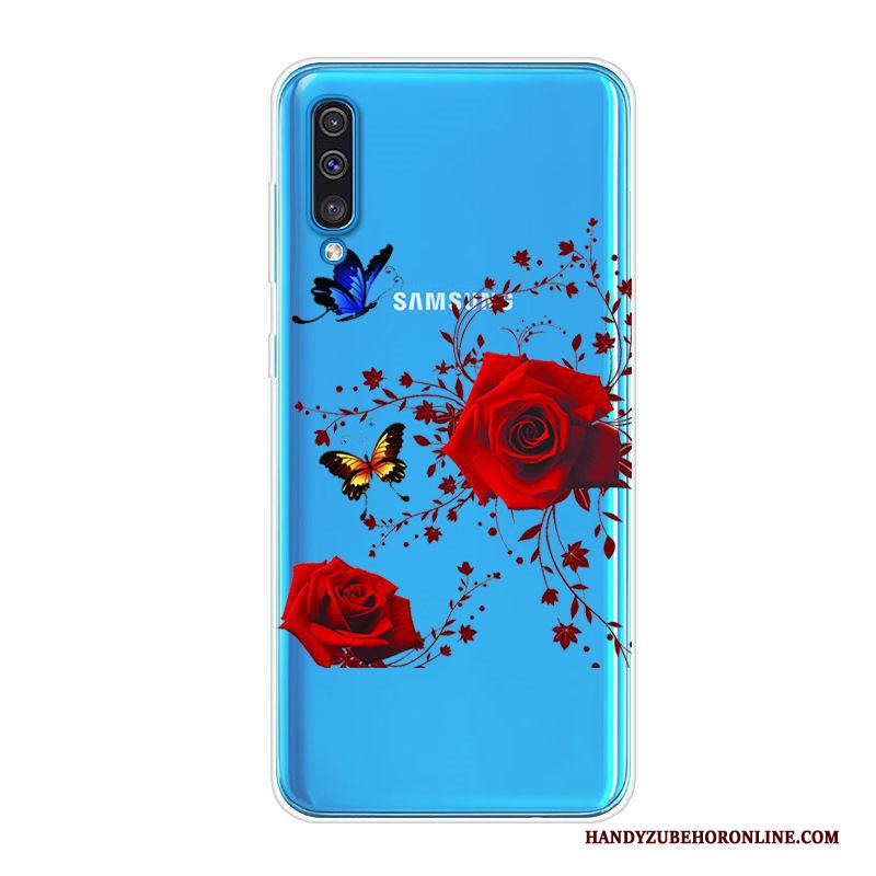 Samsung Galaxy A70 Spotprent Siliconen Hoesje Telefoon Zacht All Inclusive Blauw Trend