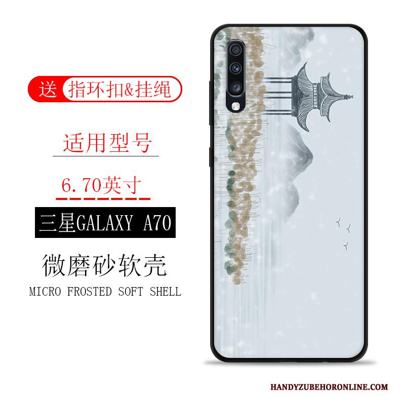 Samsung Galaxy A70 Ster Wind Wit Landschap Siliconen Hoesje Telefoon Inkt