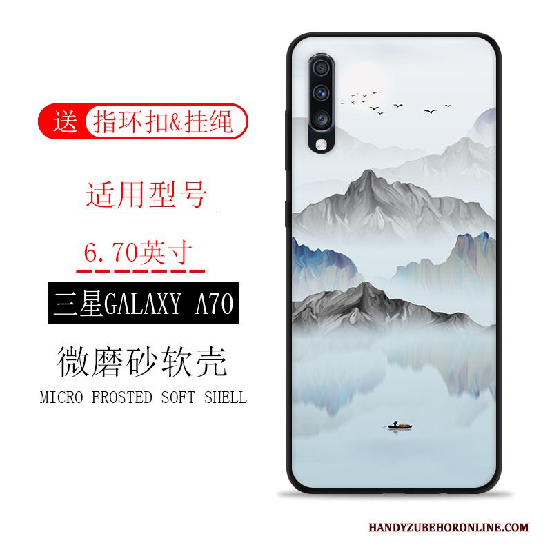 Samsung Galaxy A70 Ster Wind Wit Landschap Siliconen Hoesje Telefoon Inkt