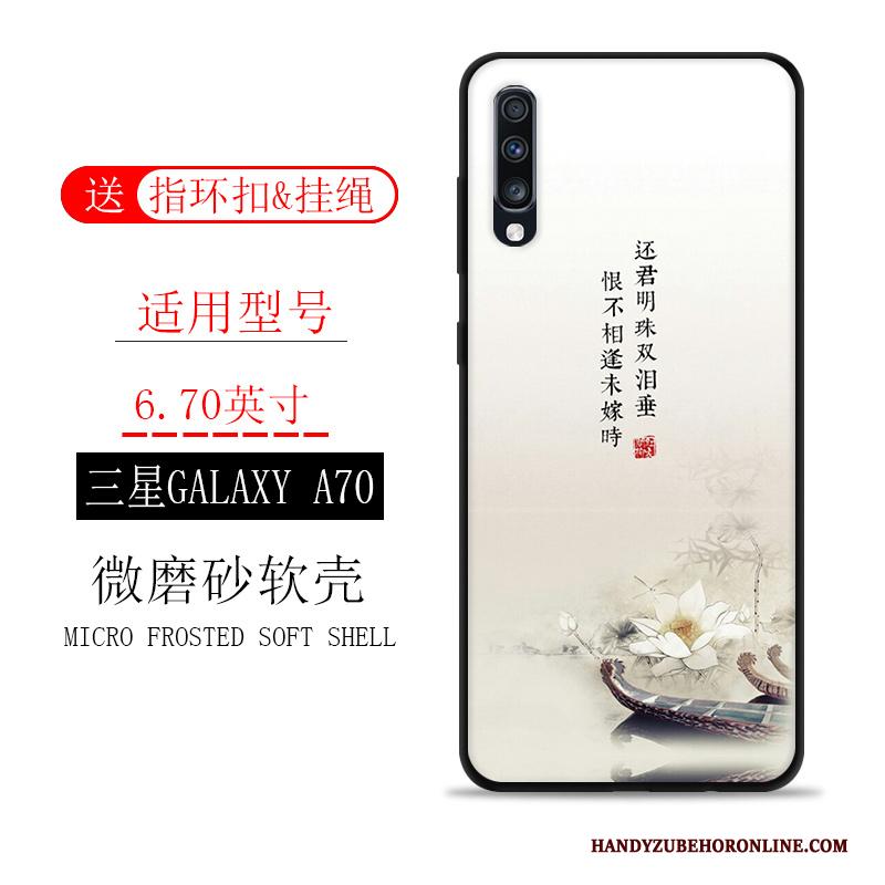 Samsung Galaxy A70 Ster Wind Wit Landschap Siliconen Hoesje Telefoon Inkt