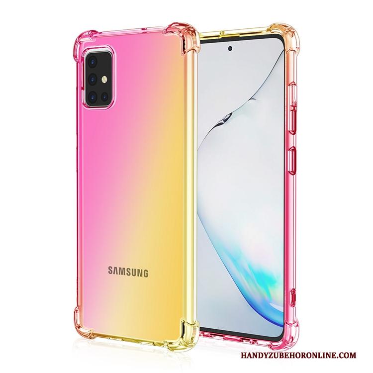 Samsung Galaxy A71 Goud Ster Anti-fall Hoesje Telefoon Regenboog Roze All Inclusive