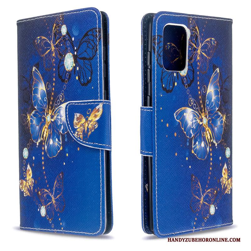 Samsung Galaxy A71 Leren Etui Hoesje Telefoon Folio Bescherming Ondersteuning Blauw Geschilderd