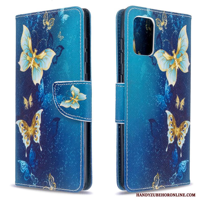 Samsung Galaxy A71 Leren Etui Hoesje Telefoon Folio Bescherming Ondersteuning Blauw Geschilderd