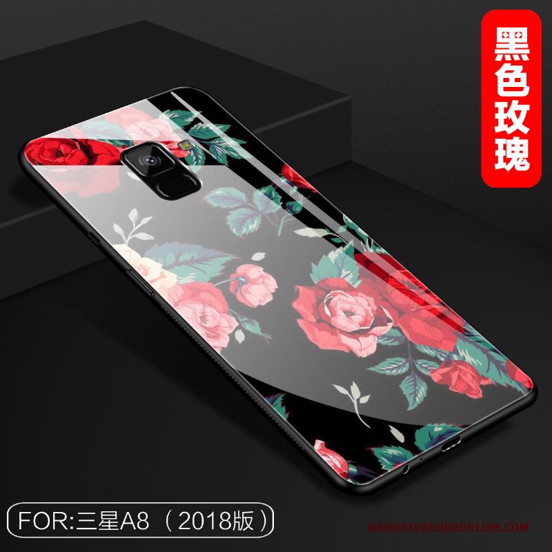 Samsung Galaxy A8 2018 Anti-fall Bescherming Trend Net Red Glas Hoesje Telefoon Purper