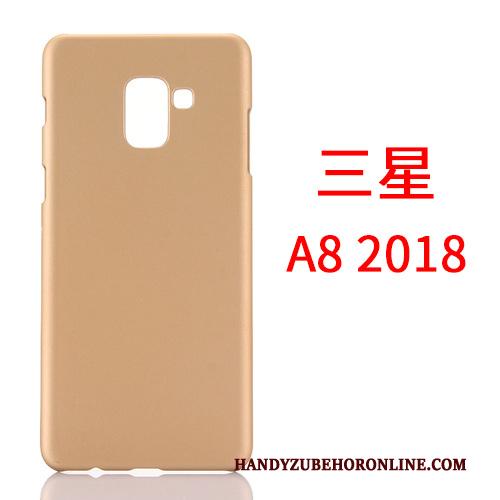 Samsung Galaxy A8 2018 Hoes Dun Ster Hard Geel Schrobben Hoesje Telefoon