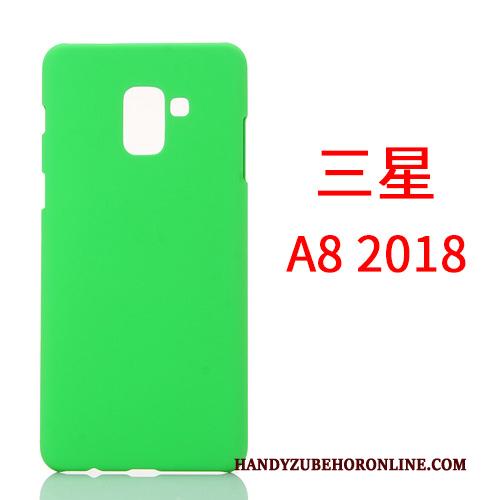 Samsung Galaxy A8 2018 Hoes Dun Ster Hard Geel Schrobben Hoesje Telefoon